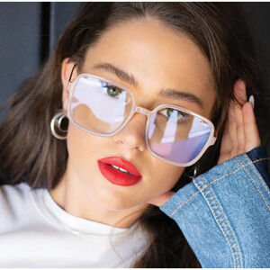 Quay Australia 9 TO 5 Square Blue Light Glasses - Peach/Clear Blue Light - NWT